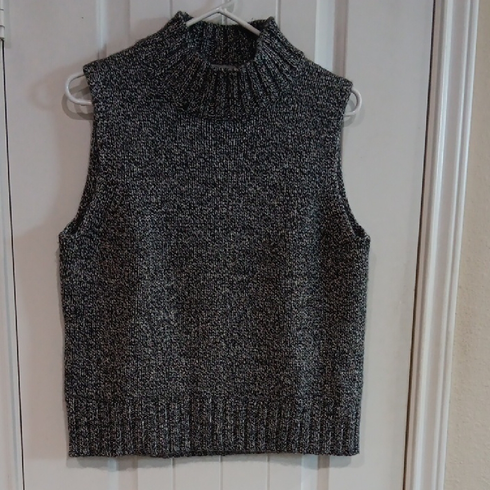 August Silk Black & Silver Silk Angora Knit Sweater